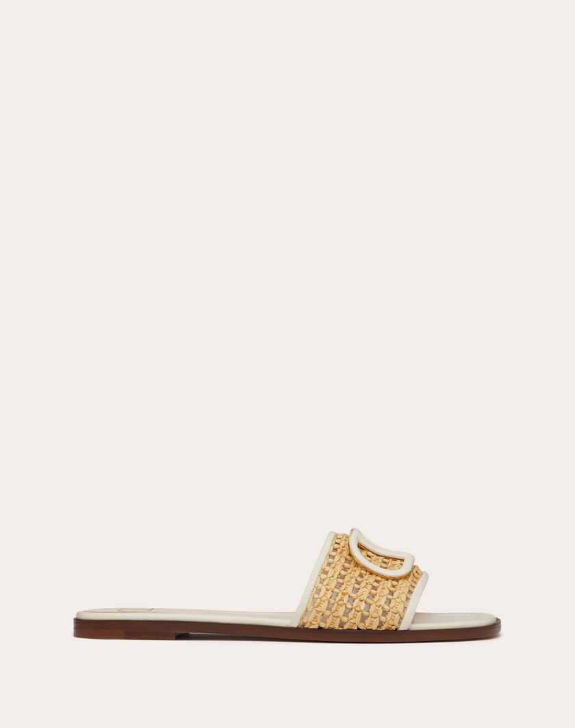 VLOGO SIGNATURE WOVEN RAFFIA SLIDE SANDAL 80MM - Image 6
